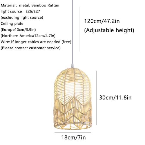 Luminaire suspendu en rotin tissé main pour éclairage de table à manger chic - 7