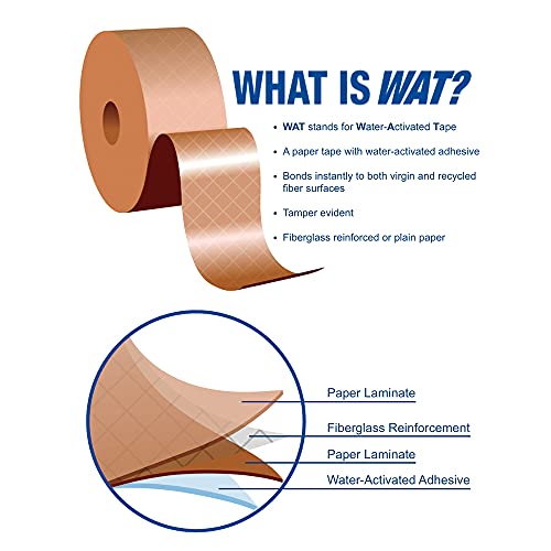 Image of CURBY IPG Water-Activated Tape, 2.83 inch x 100M Refill Roll (4-Pack), Tan (CBIWAT)