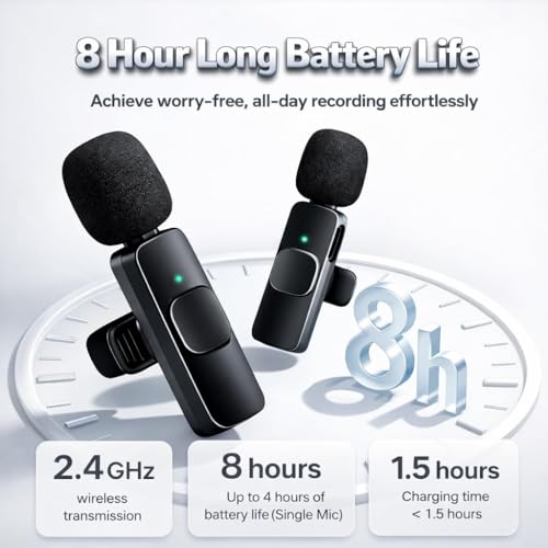 Image of K9 Dual Wireless Lavalier Microphone for All Smartphones | Noise Cancellation Dual Mic Set with Receiver for Recording Interviews, Vlogs, YouTube, Reels