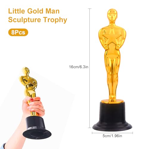 8 PCS Golden Award Trophies, 6 inch Small Gold Statues Trophies, Winner Trophy for Birthday Parties, Celebrations, Anniversaries, Giveaways, Sports Awards, Competition - Thumbnail 2