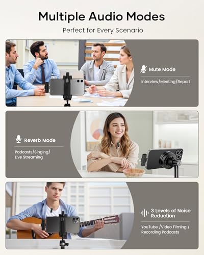 Image of Wireless Lavalier Microphone for iPhone iPad Android with Charging Case,Lapel Mic with Noise Reduction,36H Battery Life, 135ft Range, Mini Microphone for Video Recording,YouTube,Vlog,Live Streaming