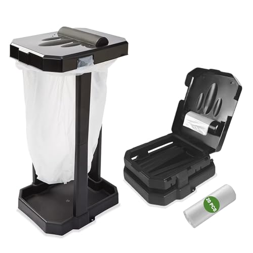 Image of Collapsible Trash Bag Holder with 20 Pcs Trash Bags, Portable Trash Can with Trash Bag Storage, Waste Bin for Camping, RV, Picnics, Home and Recycling