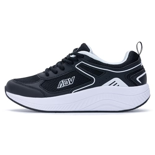 Image of AOV Womens Walking Shoes with Arch Support Plantar Fasciitis Sneakers Orthotic Tennis for Foot Heel Pain Relief Size 7 Blackwhite