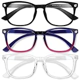 Gaoye Stylish Blue Light Glasses for Woman - Computer Glasses 99% Blue Light Blocking - Lightweight TR90 Frames - 3 pack