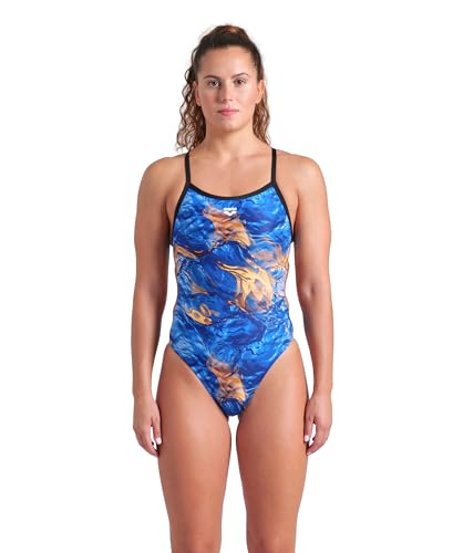 ARENA Women's Performance Gold Leaves Challenge Back Athletic One Piece Swimsuit