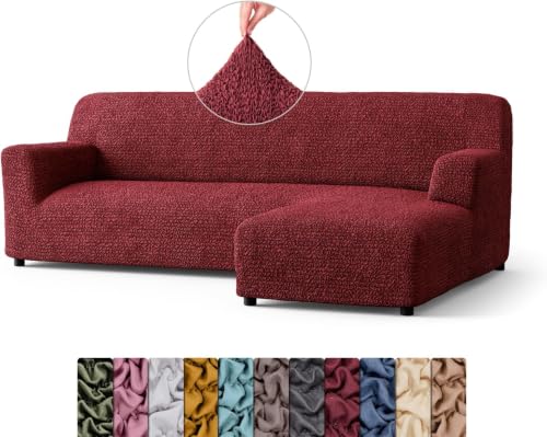 Image of Bellissima Sofa Covers - Premium Luxury Microfibra Plain Stretchable Sofa Cover Fully Covered Slipcover, Imported from Italy (Bordeaux, L Shape Right-UN)