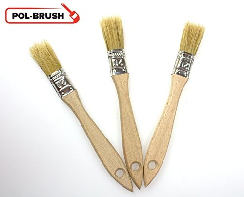 POL-BRUSH Natural Bristle Paint Brushes Set - Professional Multipurpose Flat Paint Brush - Good for Walls, Ceiling Paint, Fence, Shed, and Decking - Precision Cutter Brush  3 pcs Size 0,78 (20 mm)
