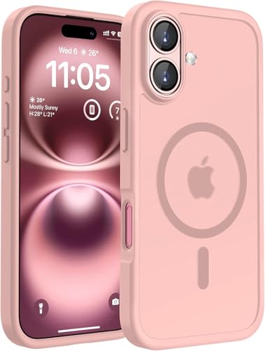 Image of Elzzi Magnetic Magsafe for iPhone 16 Case, [Compatible with Magsafe] [Translucent Matte] Shockproof Protective Phone Case for Men & Women Light Pink