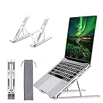KRABERS-6-Angles-Adjustable-Aluminum-Ergonomic-Foldable-Portable-Tabletop-LaptopDesktop-Riser-Stand-Holder-Compatible-for-MacBook-HP-Dell-Lenovo-All-Other-Notebook-Silver