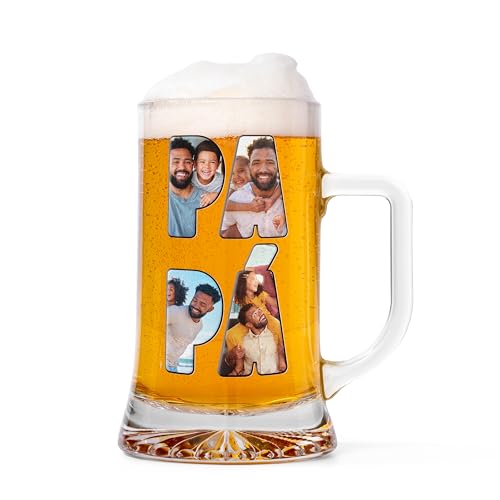 Made in Gift - Jarra de Cerveza Personalizada Papá con fotos – Regalo Original para Día del Padre – Capacidad 500 ml – Diseño a Color – Ideal para Cumpleaños, Día del Padre o Eventos Especiales