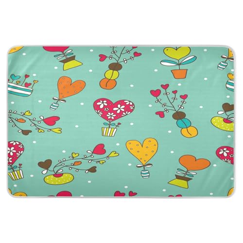 susiyo Dark Green Love Heart Bed Pads for Incontinence Mattress Protector Anti-Slip Waterproof Pads (56