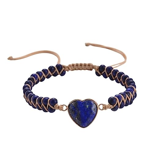 Bracelet en pierre naturelle pour femmes et cœur en zircone pour style décontracté
