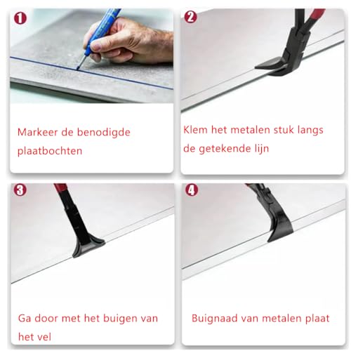 Falzzange 45°, Abkantzange Blechbiegezange Breit 6cm Mit Rutschfestem Griff Zum Biegen Und GläTten Von Blechen, Werkzeug zum Biegen und Glätten von Blechen, Rot(TD111)