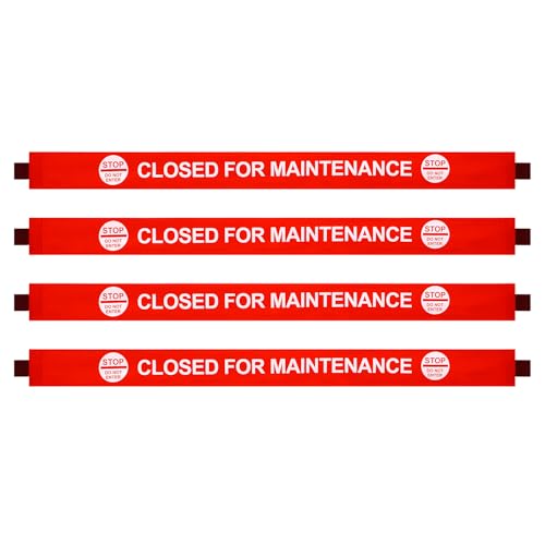 Venussar 4 PCS Closed for Maintenance Sign with Magnetic Ends, Safety Signs with Magnetic Ends(42 x 3.5 Inches)