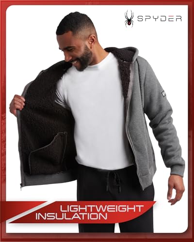 Spyder Men's Full Zip Cozy Sherpa Lined Waffle Knit Hoodie - Lightweight Comfort Jacket for Men (S-XXL)2