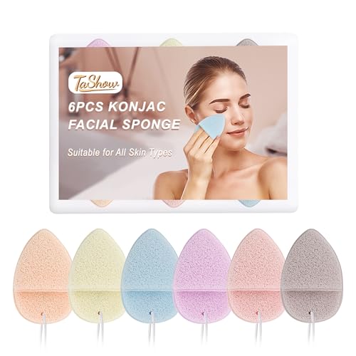 6 Pcs Reusable Face Sponges for Cleansing and Exfoliating, Facial Sponges for Estheticians, Gentle Facial Sponges for Washing Face, Suitable for All Skin Types, Glove Sponge, Multicolor