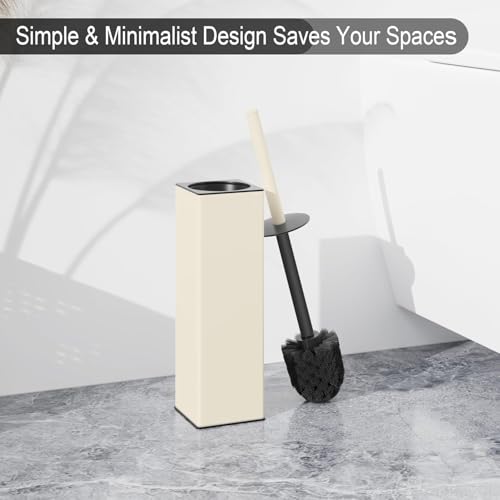 Image of BVL Toilet Brush and Holder Set White Freestanding for Bathroom