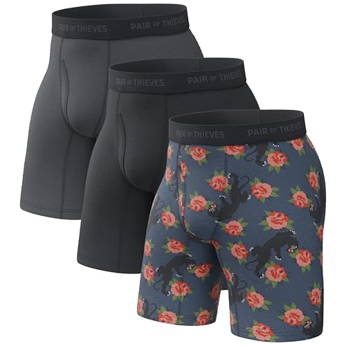 Pair of Thieves Men’s Long Boxer Briefs – Soft, Breathable, Quick-Dry Underwear with 4-Way Stretch – Multi-Pack