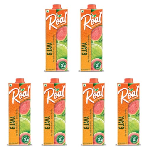 Image of DABUR Real Guava Fruit Juice -1L (Pack Of 6) | Rich In Vitamin C | No Added Preservatives, No Artificial Colors & Flavours |Daily Dose Of Fruit Nutrition | Tasty, Refreshing & Energising Drink
