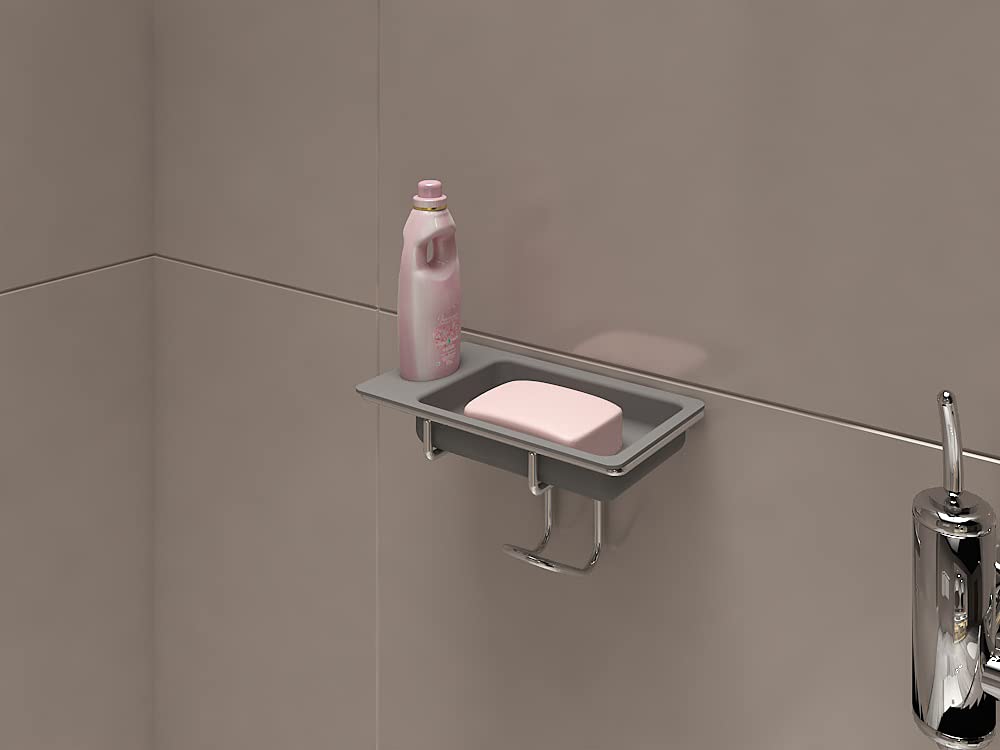 HettichHepo Stainless Steel Chrome Finish Soap and Shampoo Holder (Grey, 200 x 112 x 125 mm)
