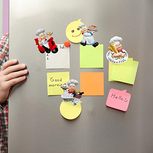 Fzbali Italian Fat Chef Fridge Magnets Set Of 4, Cute Chef Figurine Statue Decorations For Home Kitchen Restaurant, Funny 3D Resin Baker Refrigerator Decors Accessories #TOP6