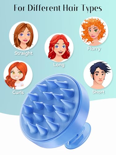 Image of HEETA Shampoo Scalp Brush Massager Hair Growth, Scalp Scrubber with Soft Silicone Bristles for Hair Growth & Dandruff Removal, Hair Brush for Scalp Exfoliator, Royal Blue