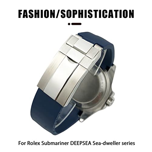 Correa de reloj de goma de 21 mm para Rolex DEEPSEA en color negro con hebilla Agate 4