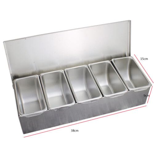 Récipient à ingrédients en acier inoxydable - 5 grilles - Boîte à épices - Récipient à ingrédients - Récipient pour barbecue, boîtes à épices, mélange de gastronomie, accessoires de