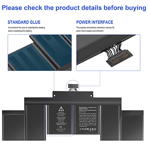 Image of ASUNCELL A1398 Laptop Battery Replacement, EMC 2745 2881 2909 2910, fits A1494 A1618, Compatible with MacBook Pro 15 inch Retina (Late 2013 Mid 2014 Early 2015) [11.36V /99.5Wh]