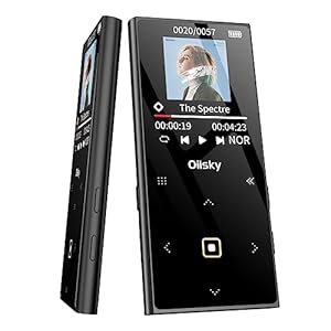 64GB Mp3 Player Bluetooth 5.0, Oilsky Portable Digital Lossless Music Player with FM Radio, Built-in Speaker, Touch Button, Voice Recorder, Lightweight for Sports, Up to 128GB, Headphone Included