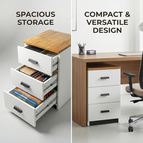 Image of Bedside Table with Drawers | 1-Year Warranty | Modern 3-Drawer Bedside Table Storage Cabinet /Wooden Organizer Stand /End Table /Side Table for Bedroom /End Table for Bedroom DIY Assembly