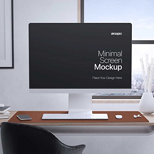 Image of Desk Mat Large Protector Pad - Multifunctional Dual-Sided Office Desk Pad,Smooth Surface Soft Mouse Pad, Waterproof Desk Mat for Desktop, Pu Leather Desk Cover for Office /Home(Brown, 31.5 inch x 15.7 inch)