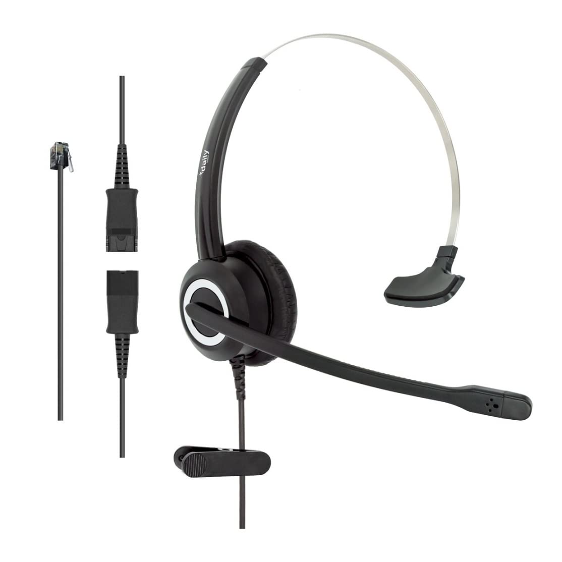 Cuffie Mono Per Call Center Con Microfono Anti-rumore, Compatibili Con Polycom, Avaya, Mitel E Altri Telefoni Fissi – Adattatore RJ9 Con 8 Canali