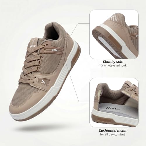 Image of YOHO Men's Sneakers Flo | Stylish & Comfortable | Low Top, Lace Up Casual Shoes for Man /Gents