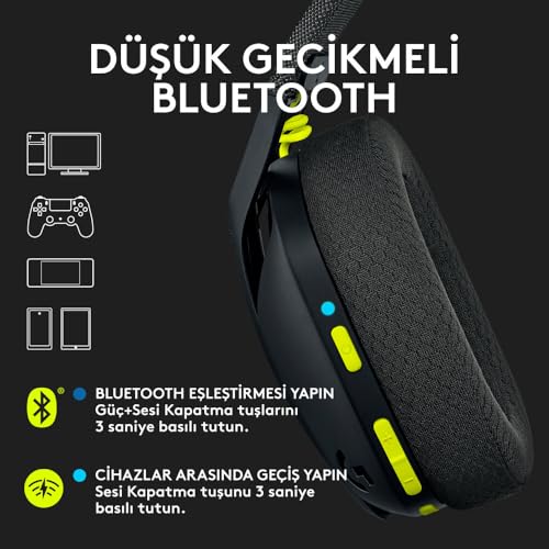 Logitech G435 LIGHTSPEED & Bluetooth Wireless Gaming Headset - Ultra Lightweight 165g over-ear headphones, built-in mics, 18h battery, compatible with Dolby Atmos, PC, PS4, PS5, Mobile - Black