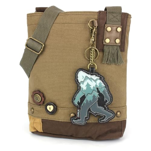 CHALA Patch Crossbody Women Canvas Shoulder Purse with Adjustable Crossbody Strap - Bigfoot - olive