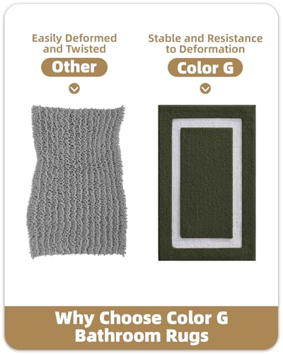 Image of Color&Geometry Green Bathroom Rugs 36x24, Extra Soft Absorbent Microfiber Bath Rugs, Non-Slip Bathroom mat, Washable Plush Bath Mats for Bathroom, Shower, Bathtub, Laundry, Green White