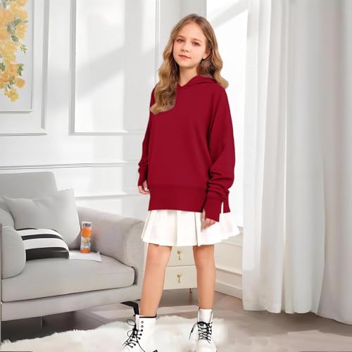 Girls Hoodies Kids Fall Long Sleeve Drop Shoulder Oversized Cute Preppy Pullover Tops Solid Y2k Patchwork Loose Clothes4