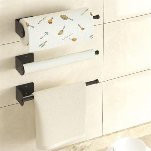 Paper Towel Holder, Stainless Steel Self-Adhesive or Drilling Freestanding Wall Paper Towel Holder,Matte Black Toilet Paper Roll Holder for Fridge Kitchen Home Bathroom Countertop - image 4