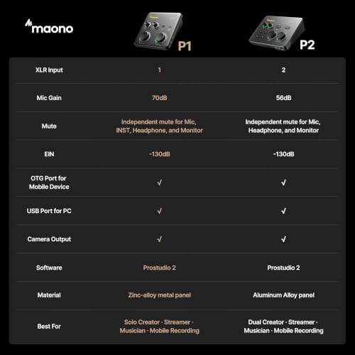 Image of MAONO P2 Hybrid USB Audio Interface Dual XLR for PC Phone iPad Guitar
