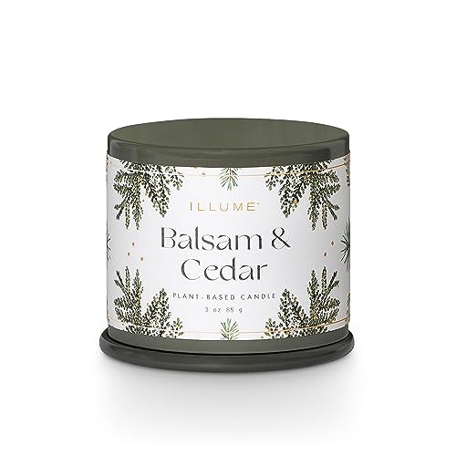 Image of Illume Demi Vanity Tin Candle, Balsam & Cedar, Signature 3 oz.