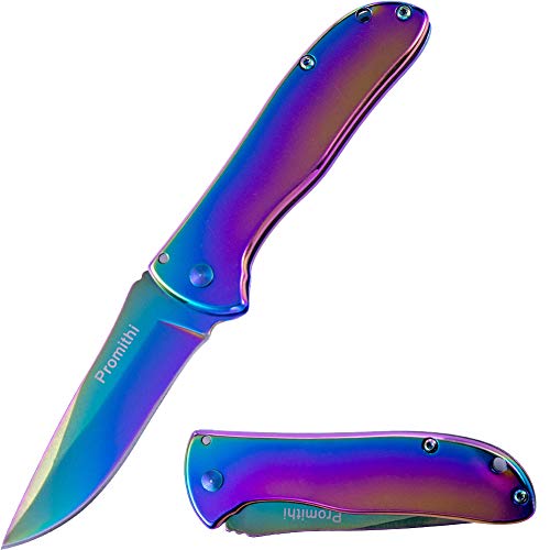 Couteau de Chasse Pliant,Couteau de Pêche Multifonction,Couteau de Camping Bleu,Couteau en Acier Inoxydable,Couteau de Survie,Couteau de Travail Homme,Couteau de Poche,Coloré,Haute Qualité,Randonnée Cover