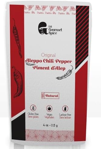 Edi Gourmet Spice Aleppo Pepper (Pul Biber) 113g / 4 oz– Mild Chili Flakes from Turkey | Fruity, Smoky & Less Hot Than Chili Flakes | Resealable Pouch, All-Natural Mediterranean Spice