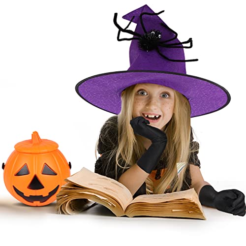 Xidajie Halloween Witch Costume Set For Kids Girls - Witch Tutu Skirt Hats Gloves Halloween Pumpkin Bucket For Halloween Witch Cosplay Favors Costume Party Supplies #TOP2