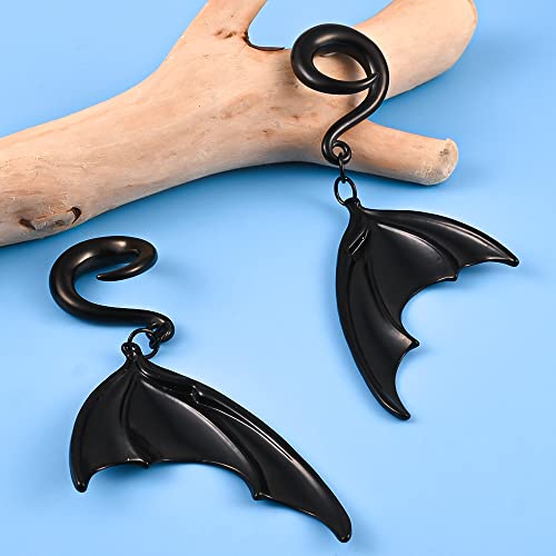 Vankula 2Pcs Fashion Cool Bat Wings Hypoallergenic 316 Stainless Steel Ear Hangers Hook Ear Gauges Piercing Plug Pair Selling 2G 0G Body Jewelry #TOP3