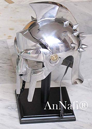 Image of AnNafi Gladiator Maximus Arena Helmet | Medieval Gladiator Armor Wearable Mens Helmet Full Size | Halloween Renaissance Party Costumes | Larp Clothings Movie Dresses w Inner Liner