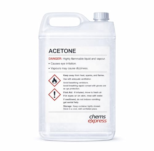 Chems Express Acetone | 5 Litre | Nail Polish Remover | Acetone Acrylic Remover | Clear Liquid | Removes Nail Polish Gels Acrylics Nail Tips & Glues | 100% Strength Formula