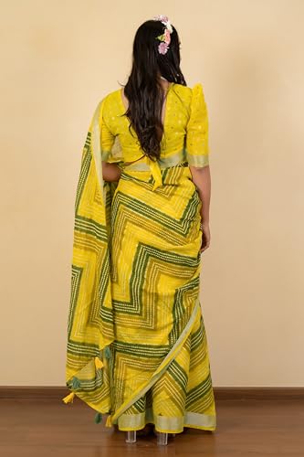 Image of MIRCHI FASHION Saree for Woman Cotton Blend Printed | Traditional Ethnic Sari for Ceremonial Use and Farewell with Blouse Piece
