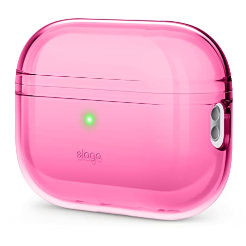 elago Cover Trasparente Compatibile con Apple AirPods Pro 2a Generazione Custodia (2022) - Custodia Protettiva, Antiurto, Nastro Gel Incluso, Ricarica Wireless, Ingiallimento Ridotto (Fucsia)