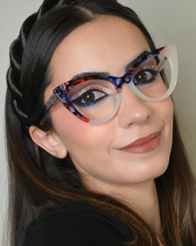 Image of Voogueme Cat Eye Blue Light Glasses for Women, Block UV Anti Eyestrain Eyewear Antoinette GWA454518-05, Medium